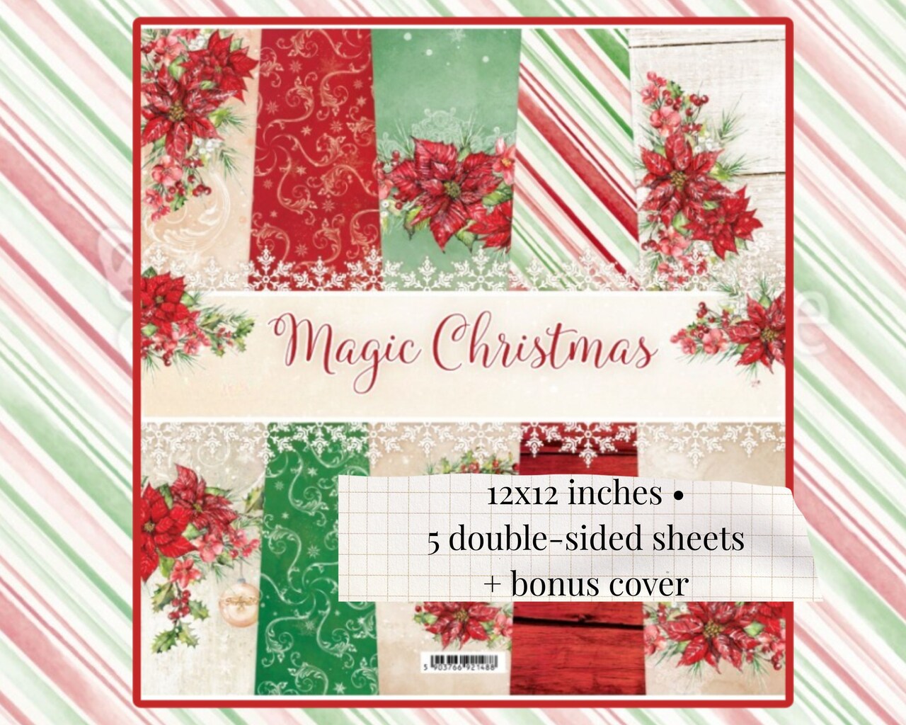 ScrapAndMe “Magic Christmas” 12×12 Scrapbook Paper Pack | 5 Double-Sided Sheets + Bonus Cover | Holiday Crafts